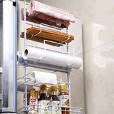 厨房用品置物架 壁挂调味料保鲜膜放置区 吸盘冰箱侧壁架冰箱挂架
