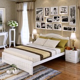 特价定制1.35米白色欧式实木床儿童1.2m单人1.8米松木双人硬板床
