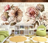 大型壁画复古欧式客厅卧室沙发油画田园花卉电视背景墙纸壁纸无缝