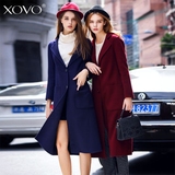 XOVO2016新款韩版双面呢子大衣毛呢外套女长款双面羊毛呢大衣风衣