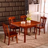 中式全实木伸缩餐桌椅组合6人4人实木长方型橡木可折叠饭桌椅变形
