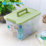 茶花塑料收纳盒把手收纳箱小号有盖透明整理箱子百纳箱储物箱手提
