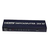 利乐普HDMI二进四出分配切换器2进4出矩阵器1080P支持3D包邮