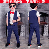 夏款男童3韩版5英伦6马甲7短袖8白色9衬衫西装长裤礼服套装潮10岁