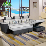 木维斯小户型客厅多功能折叠布艺可拆洗实木组合储物沙发床XH001