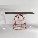 北欧实木家具 创意圆形餐桌设计师餐桌个性定制洽谈桌原木咖啡桌