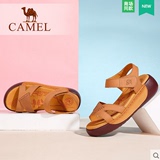 Camel/骆驼女鞋 正品时尚休闲 头层牛皮魔术贴真皮凉鞋A62354607