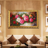 日康 花开富贵牡丹油画 纯手绘现代欧式植物花卉挂画 客厅装饰画