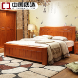 现代实木床双人床1.8橡木床新中式雕花实木高箱床卧室储物家具