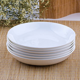 纯白色骨瓷盘子 陶瓷碟子深盘饭盘 7/8寸饺子盘餐盘 创意餐具套装