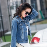 2016秋季SW新款韩版女装修身显瘦单排扣牛仔外套短款长袖夹克上衣