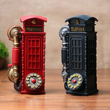 英国伦敦复古电话机摆件 欧式创意家居装饰品橱窗陈列道具模型