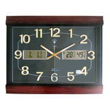 北极星静音日历客厅挂钟现代夜光黑白色20英寸长方形大号办公钟表