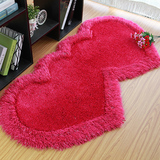 高档弹力丝地毯卧室床边毯喜庆红色双心地垫可爱粉色婚房地毯