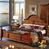 英式田园美式乡村现代简约中式深色胡桃木家具实木床双人床四柱床