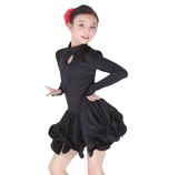 儿童拉丁舞服装长袖秋冬芭蕾舞服练功服少儿拉丁舞裙加厚舞蹈服装