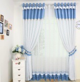 香草蛋糕*韩式儿童房卧室定制窗帘成品布料地中海蓝色格子 布蝶轩