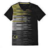夏尚新Calvin Klein国际大牌男装 CK男士男式V领抽象条纹短袖T恤