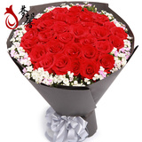 红玫瑰花束礼盒鲜花速递同城上海黄浦徐汇普陀宝山浦东全国送花