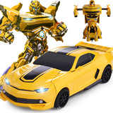 新款大黄蜂变形金刚遥控车一键变形汽车人机器人儿童玩具创意礼物