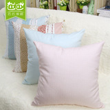 韩式纯棉小清新粉色格子沙发靠垫抱枕套床头汽车靠枕不含芯加大号