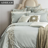 A-Dream/一梦居欧美简约贡缎全棉四件套 纯色绣花多件套 床上用品