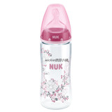 德国原装NUK婴儿宽口径PA/PP奶瓶6-18个月防胀气硅胶奶嘴300ml