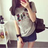 2016韩国短袖t恤女夏装韩版半袖女装上衣宽松显瘦体恤上衣小衫潮