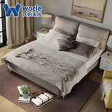 沃购北欧可拆洗布艺床 小户型简约现代布床双人1.5/1.8米软包婚床