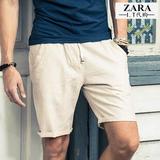 香港代购ZARA男装夏季男士休闲短裤薄款亚麻五分裤直筒修身裤子潮