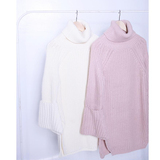 双11爆款毛衣 韩国代购设计师品牌 高领针织上衣 宽松休闲开衩女