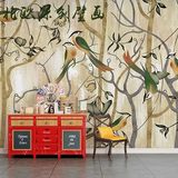 客厅手绘大型墙纸壁画 玄关背景艺术壁纸无纺纸墙纸壁画极乐丛林