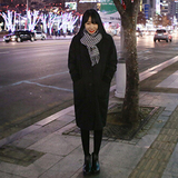 2015年冬季毛呢外套女中长款直筒通勤韩版纯色茧型加厚羊绒大衣潮
