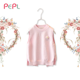PEPL2016春秋款新款女童装花朵胸针后背蝴蝶结儿童针织毛线马甲