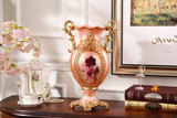 欧式复古风格 加厚树脂玫瑰落地花瓶 时尚家居装饰品 玄关摆设品