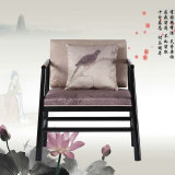 新中式古典单人沙发椅卧室休闲椅售楼处洽谈桌椅实木椅子现货直销
