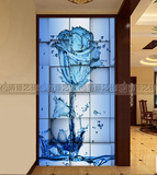 精品艺术玻璃3D雕刻彩绘工艺入门玄关过道背景屏风隔断水中玫瑰花