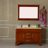 TOTO简约现代中式浴室室柜组合美式橡木实木洗脸盆组合大理石洗手