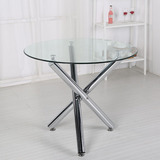 钢化玻璃圆桌咖啡桌洽谈桌椅组合玻璃餐桌简约时尚接待桌客厅餐台