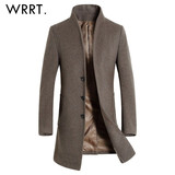 WRRT 年男士新款时尚毛呢大衣加厚中长款纯色长袖宽松0891