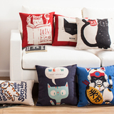 猫咪组图 小兔可爱清新简约动物办公室卡通棉麻沙发靠垫抱枕靠枕