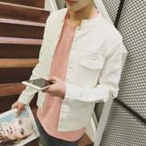 春季新款韩版修身青年学生休闲潮流夹克男短款纯色立领上衣薄外套