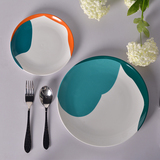 陶瓷平盘日式西餐盘子套装 厨房彩色圆形菜盘 创意装饰盘结婚礼物