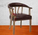 美式法式做旧实木酒店咖啡厅椅子皮艺餐椅简约电脑椅休闲椅书桌椅