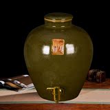 景德镇茶叶末釉20 30 50斤装陶瓷带龙头酒坛子密封酒罐油缸储物罐