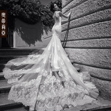 高级定制性感露背鱼尾韩式拖尾新娘修身 2016夏季新款婚纱礼服裙