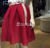 2016年春夏新款复古赫本风欧美时尚高腰网格镂空蓬蓬半身裙中长
