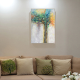 抽象彩色树竖版现代简约北欧式手绘油画客厅沙发餐厅玄关装饰画