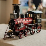 zakka杂货 复古蒸汽火车头 手工做旧 铁艺模型摆件 拍摄陈列道具