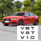 奥迪车标V6T V8T V10字标改装奥迪叶子板侧标排量标尾标立体车贴